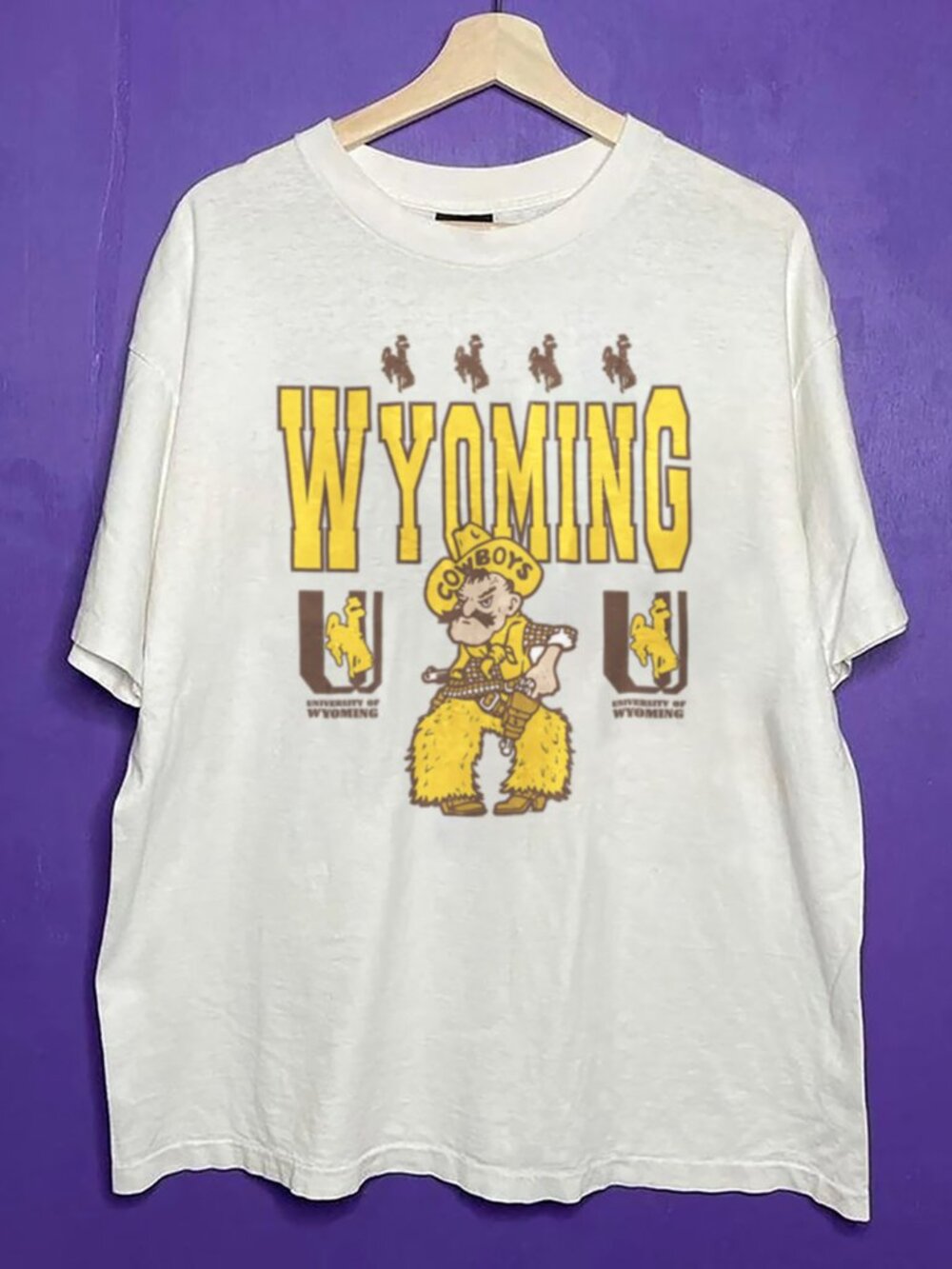 Vintage University of Wyoming Cowboys Football Shirt, Wyoming Cowboys NCAA Shirt